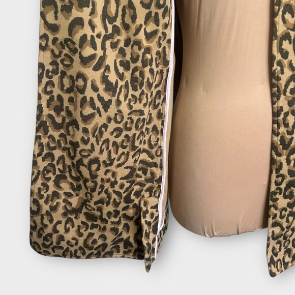 Leopard Coat Jacket Small Midi Twill 3/4 Sleeves Simple Collar 2000s EUC Fall - Picture 8 of 13